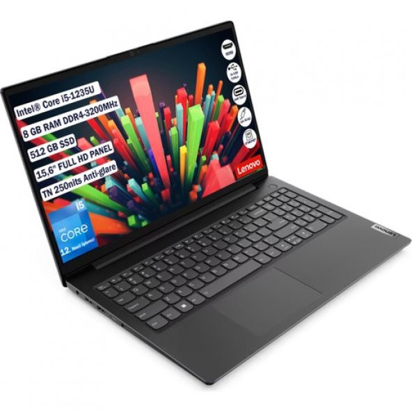 Lenovo V15 G3 Intel Core™ I5-1235U 8 GB 512 GB SSD FreeDOS 15,6 FHD Taşınabilir Bilgisayar 82TT00A5TX