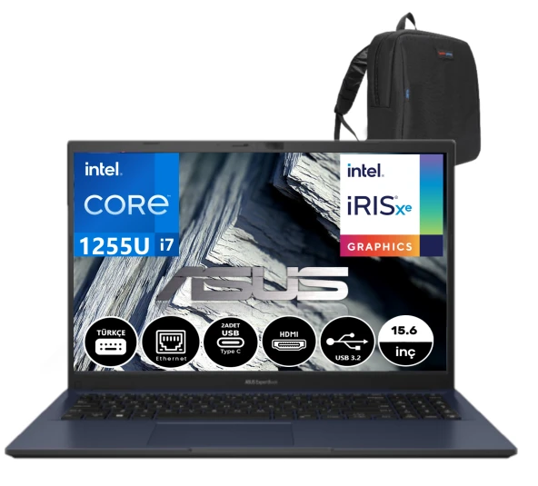 ASUS ExpertBook B1502CBA B1 İntel Core i7 1255U 40gb 2tb SSD İntel İris Xe Graphic FHD 15.6 Windows11Pro Taşınabilir Bilgisayar BI78512B0D44+WeblegelsinÇanta
