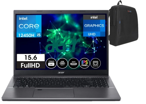 Acer Aspire 5 A515-57 Intel Core I5 12450H 16GB RAM 512GB SSD 15,6 Inç IPS FHD FreeDOS Taşınabilir Bilgisayar NXKN3EY00301+Weblegelsinçanta