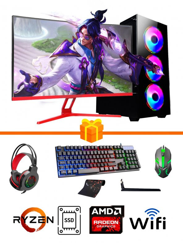 Ramtech Gaming RG505-078 R5 5500 32GB RAM 256GB SSD 1TB HDD RX550/4GB 27inç Oyuncu Bi̇lgi̇sayari