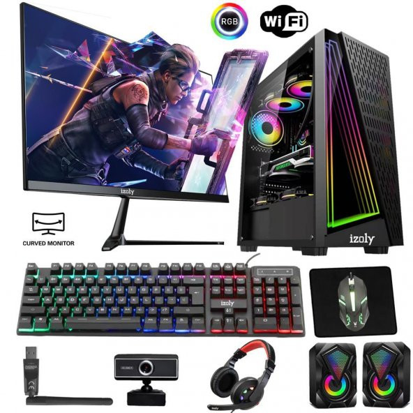 İzoly N12S I5-3470 16GB 256GB SSD RX550 4GB 24" Oyuncu Masaüstü Bilgisayar