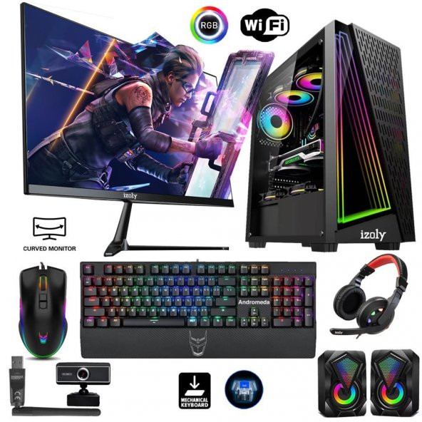 İzoly Nemesis I5-10400F 16GB 512GB SSD RX550 4GB 24" Oyuncu Masaüstü Bilgisayarı