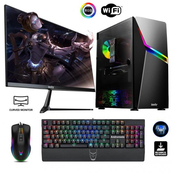 İzoly Darkness I5-10400F 8GB 256GB M.2 Nvme RX550 4GB 24" Oyuncu Masaüstü Bilgisayarı