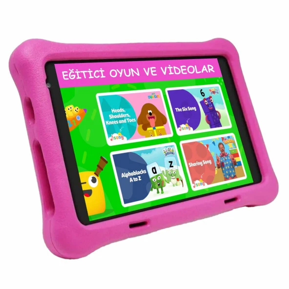 Npo 8" IPS Ekran 4GB 64GB Android 13.0 A133P 1.8GHz Antişok Çocuk Tableti, Kids Tablet Pembe RS407+