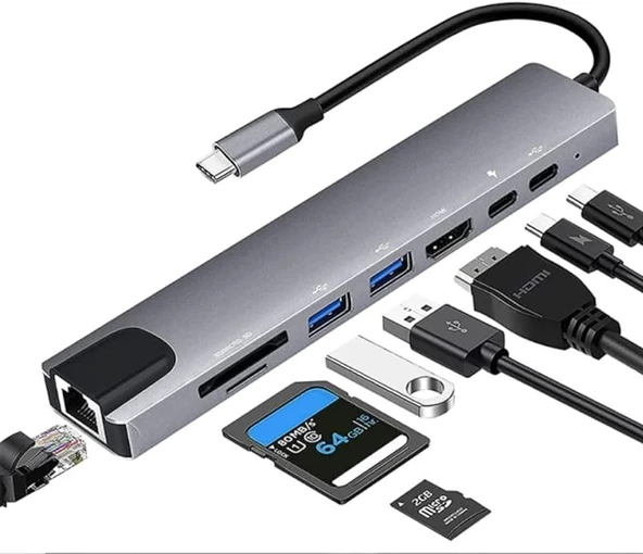 Type-C Hdtv 8 İn 1 Dönüştürücü