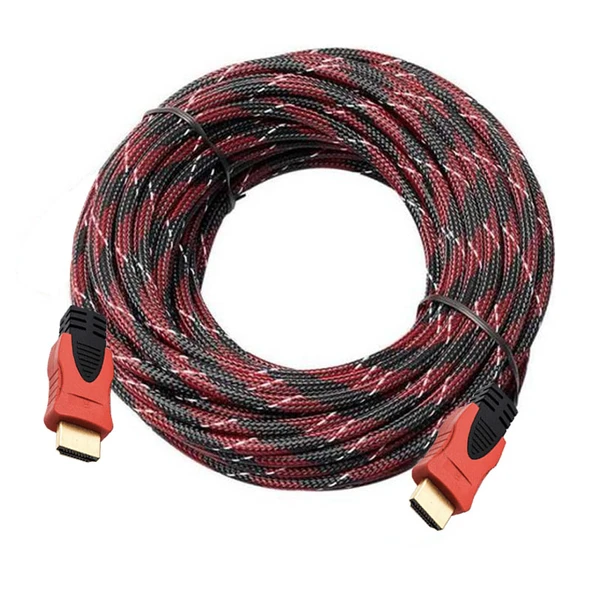 10 Metre Örgülü 1080P HDMI Kablo TV Bi̇lgi̇sayar Uydu Projeksi̇yon Full Hd Görüntü Ses Aktarma Kablosu