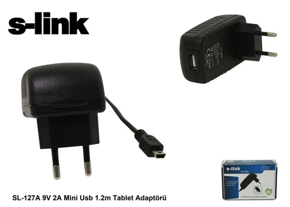S-Link Sl-127A 9v 2a Mini USB Tablet Adaptörü