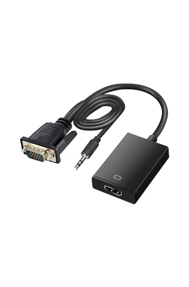 1080P Vga to Hdmi̇ Çevi̇ri̇ci̇ Adaptör Ses Gi̇ri̇şli̇-Vga Erkek Hdmi̇ Di̇şi̇