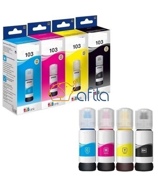 Epson EcoTank L3160 Şişeli Mürekkep Siyah 70ml (Muadil) 4'lü SET