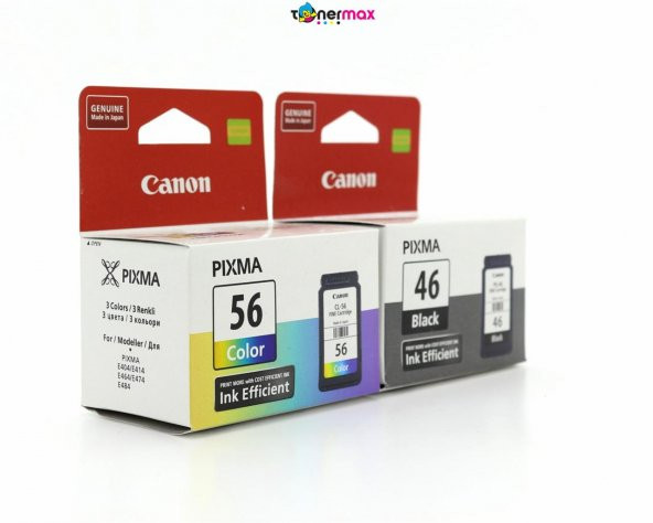 Canon Pg-46 /Cl-56 Pixma E404/E414/E464/E484 Siyah ve Renkli Kartuş Kampanyalı