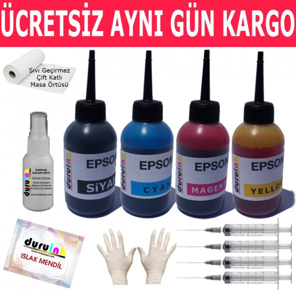 Epson Xp-202 205 212 4X100ML Muadi̇l Mürekkep Seti̇ Duruink 4 Renk Kartuş Dolum Mürekkebi̇