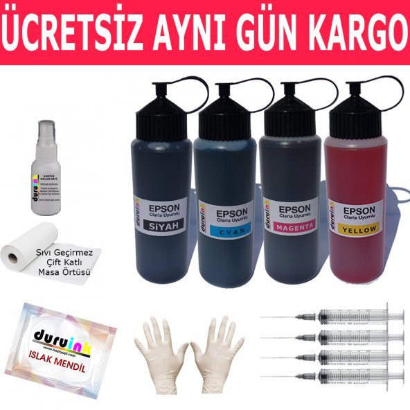 Epson L220 L210 L200 4X500ML Muadi̇l Mürekkep Seti̇ Duruink 4 Renk Kartuş Dolum Mürekkebi̇