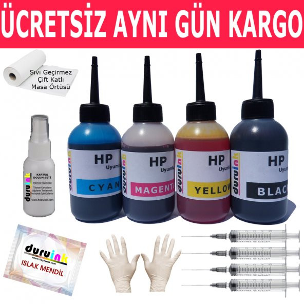 HP 711/655/364/Gt 5820 Uyumlu 4X100ML Duruink Vivera Mürekkep Seti̇ 4 Renk