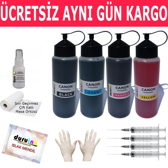 Canon Bi̇tmeyen Kartuşlu Tankli Yazici 4X500ML Muadi̇l Mürekkep Seti̇ Duruink 4 Renk Kartuş Dolum Mürekkebi̇