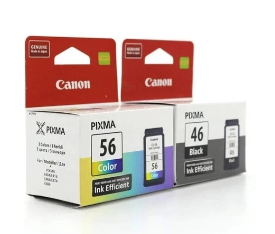 Canon Pg-46 Renkli + Cl 56 Siyah 2'li Kartuş Seti