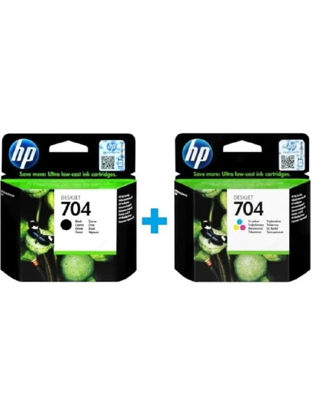 HP 704 Siyah CN692AE + HP 704 Renkli CN693AE Kartuş Seti