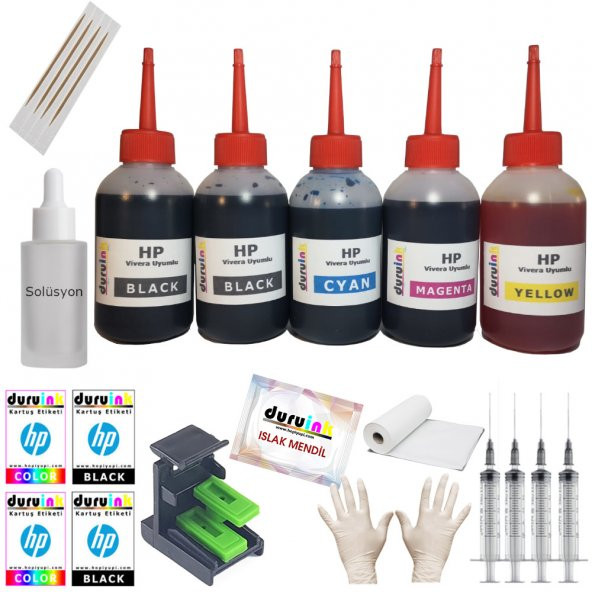 HP Deskjet 2710/2720 Yazici Uyumlu 305 Kartuş Dolum Seti̇ 5X100ML 5Lİ Set