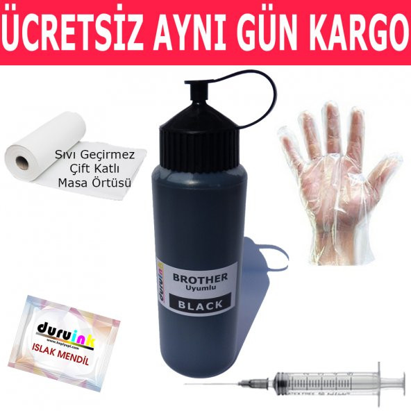 BROTHER LC673 LC675 LC679 500ML SİYAH MUADİL MÜREKKEP DURUINK HEDİYELİ KARTUŞ DOLUM MÜREKKEBİ