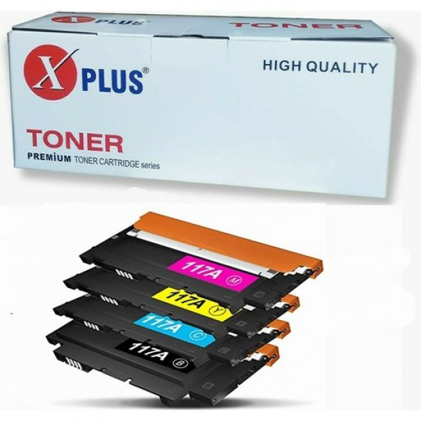 Xplus Mfp 178NW HP 117A W2070A-W2071A-W2072A-W2073A 4 Renk Ithal Toner Seti 1.000 Sayfa Chipsiz