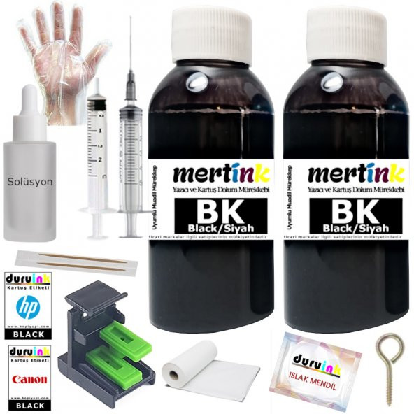 HP 1515 1516 2545 (650) KARTUŞ DOLUM SETİ 2X100ML SİYAH MÜREKKEP