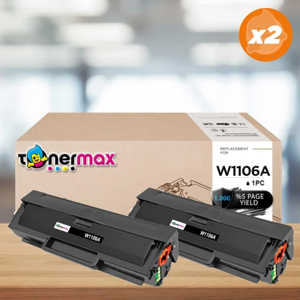 HP Laser 107R Muadil Toner Çipli 2'li Paket / HP 106A W1106A