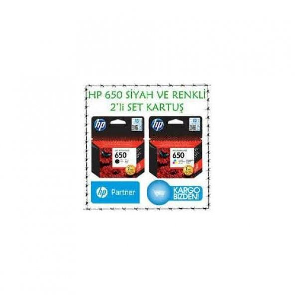 HP Deskjet 2645 Siyah ve Renkli Orjinal Kartuş, HP 650 Ücretsiz K