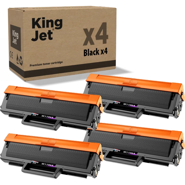 Kingjet® 106A / W1106A 4'lü Paket - HP Uyumlu Çipli Muadil Toner