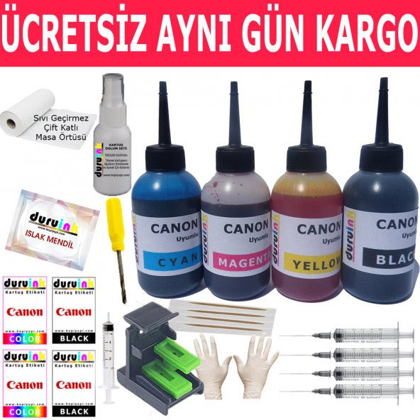 Canon IP2700 IP2702 MP230 Kartuş Mürekkep Dolum Seti̇ 4X100ML (Pg 510 Cl 511) Renk Non Oem