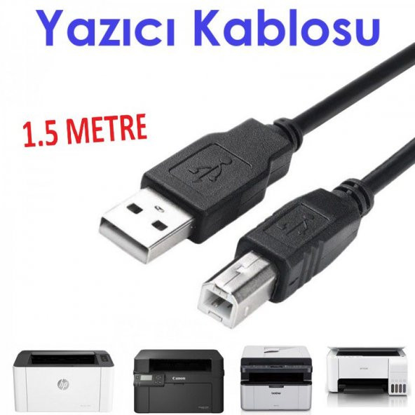 USB Yazıcı Kablosu HP Canon Brother Printer Kablosu 1.5 Mt