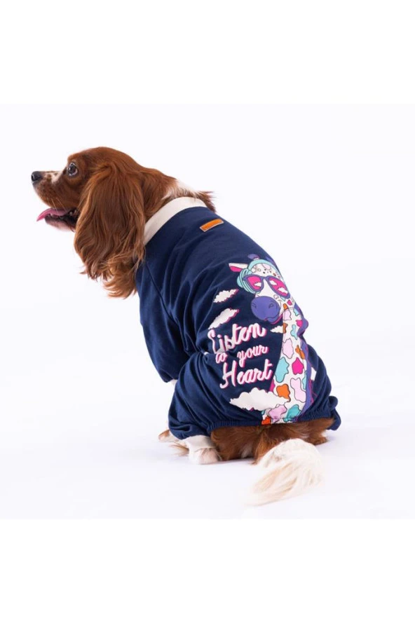 Pawstar Köpek Navy Blue Giraffe Pyjamas 2XLarge Sırt43cm Göğüs58cm Boyun38cm
