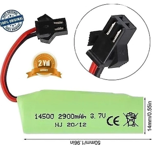 2900 Mah Li-on 3.7v Siyah Soket Drone Pili Oyuncak Araba Pili 14500