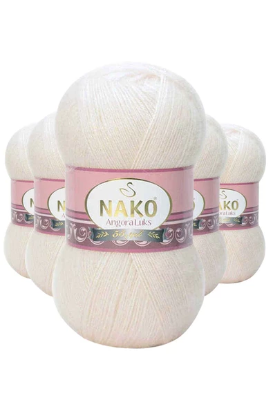 5 Adet Angora Lüks El Örgü İpi Kemik 11499