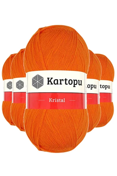 5 Adet Kristal Çift Katlı El Örgü Lif İpi Turuncu K210