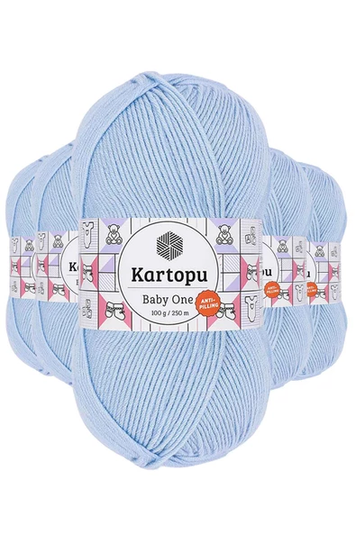 5 Adet Baby One Tüylenmeyen El Örgü İpi Yünü Mavi K544