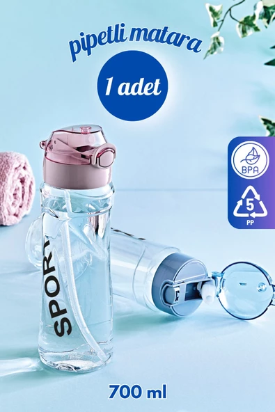 Gri̇mor Life Polikarbon Pipetli Sızdırmaz Sporcu Okul Su Matarası Su Şişesi Suluk 700 Ml-Koku Yapmaz