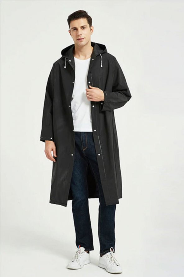 Dream Plus Su Geçirmez İthal Kumaş Yağmurluk Unisex Siyah
